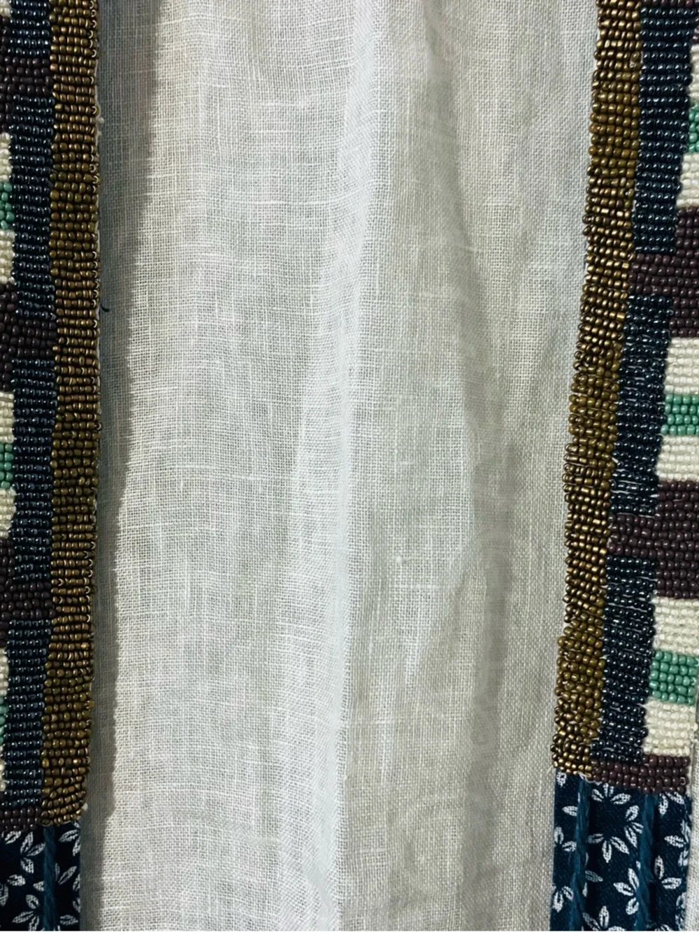 Soft Surroundings “Still Waters” linen kimono topper with beads Sz S/M - Picture 7 of 8